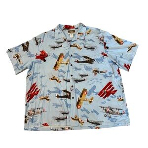 VTG Kalaheo Hawaiian Men’s WWII Fighter & Bomber Airplane Button Shirt Size 3XL